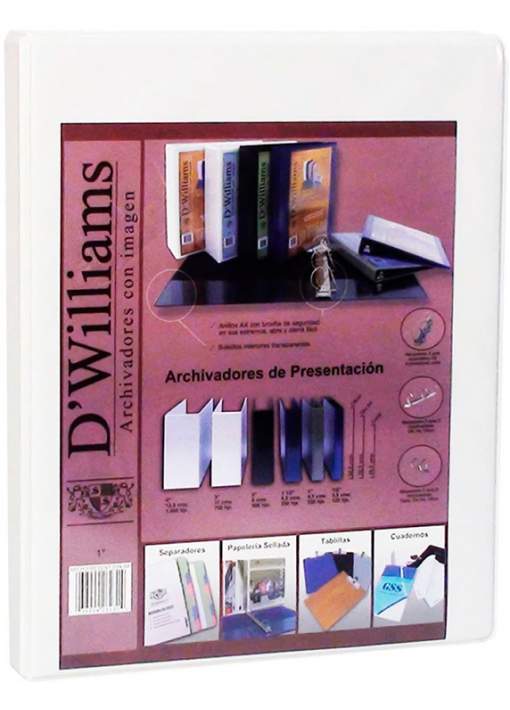 Archivador D'Williams A4 3 Anillos 1'' BLANCO