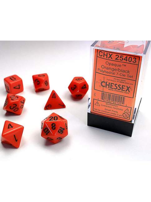 Set 7 Dados ROL Chessex Opaque Orange Black