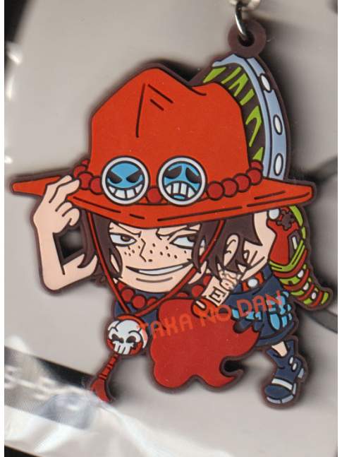 One Piece Pinched Rubber Keychain - Portgas D. Ace
