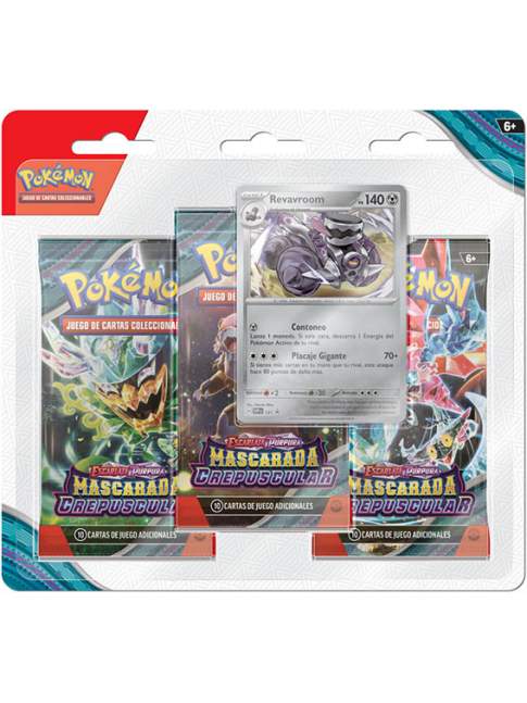 Pokémon Mascarada Crepuscular Paquete 3 Sobres + Carta Promo