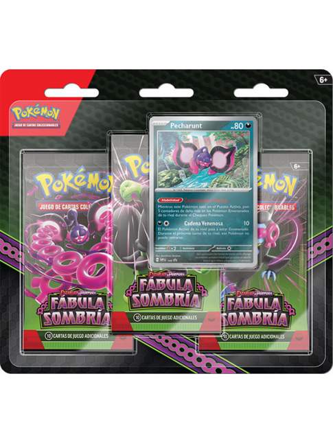 Pokémon Fábula Sombría Paquete 3 Sobres + Carta Promo Pecharunt