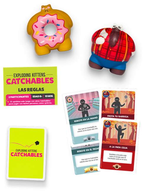 Exploding Kittens CATCHABLES 2-Pack 1 Gato Donut y Gato Leñador