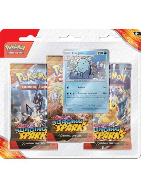 Pokémon Surging Sparks 3-Pack Blister 3 Sobres + Carta Promo Quagsire