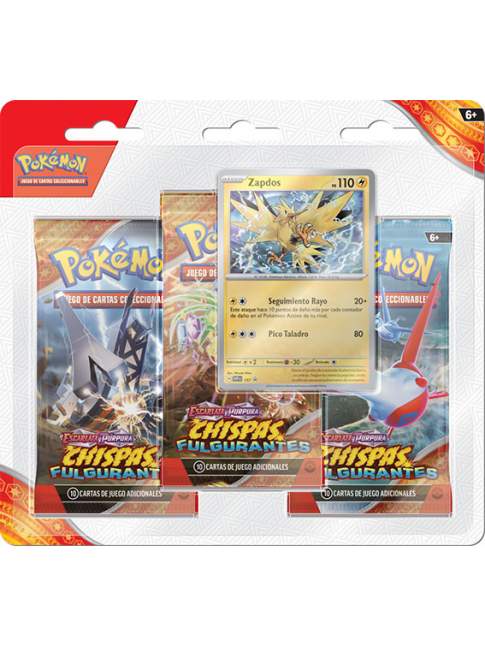 Pokémon Chispas Fulgurantes Paquete 3 Sobres + Carta Promo Zapdos