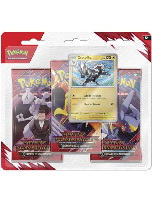 Pokémon Rivales Predestinados Paquete 3 Sobres + Carta Promo Zebstrika