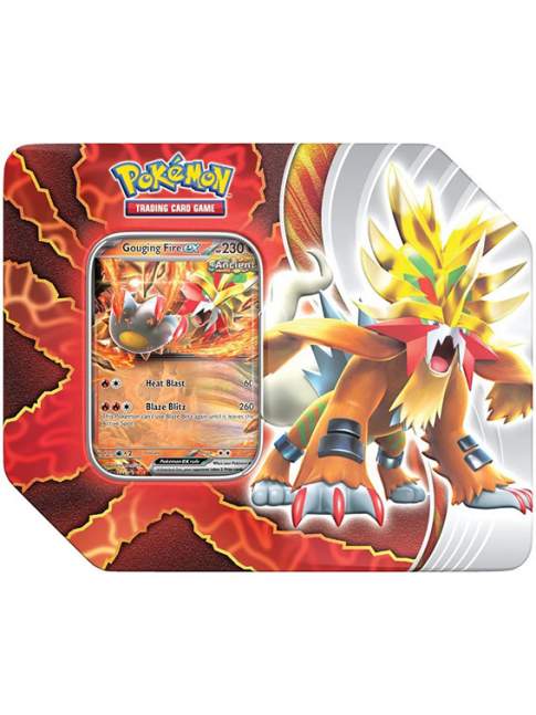 Tin Pokémon Paradox Destinies Gouging Fire ex