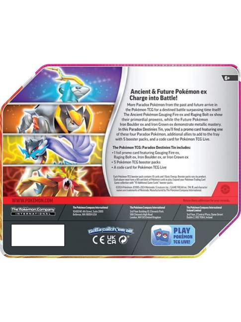 Tin Pokémon Paradox Destinies Gouging Fire ex